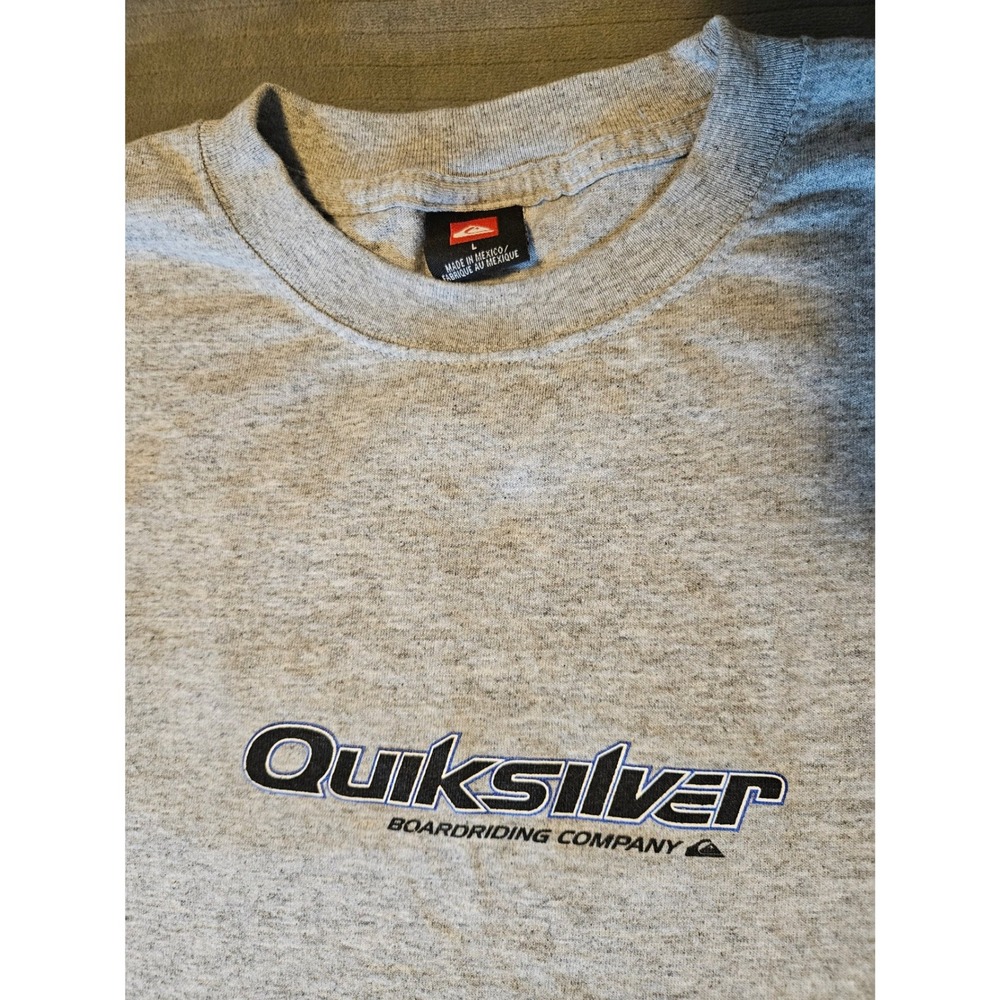 Quiksilver Boardriding Company Heather Gray Graphic T-Shirt Mens Large